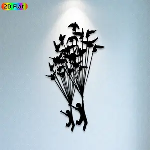 1pc Kite-Flying Kids Metal Wall Art,Kite-Flying Kids Statue Mural, Ideal Gift for New Year, Easter, Rust-Resistant Metal Wall Decor Wall Sculptures, Perfect for Living Room Wall & Garden Fence for Childhood Nostalgia Enthusiasts