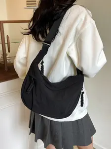 Unisex Nylon Crossbody Bag, Multi-Pocket Shoulder Bag, Large Capacity Hobo Bag, Casual Sports Backpack, School Style Student Bag, Casual Messenger Bags