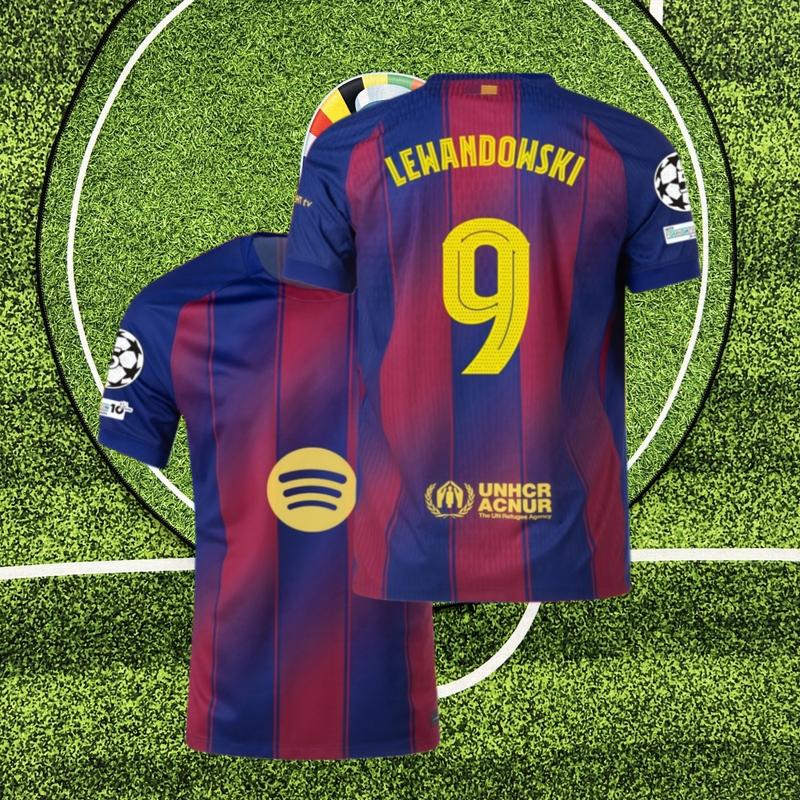 La Liga 2025-26 Home Kit Pedri #8 Fan Edition Adult Red Blue Short-Sleeve Breathable Quick-Dry Soccer Jersey