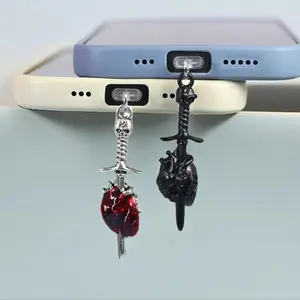 Skull Design Phone Dust Plug Pendant, 1 Piece Mobile Phone Dust Plug Pendant, Phone Accessories for iPhone & Android Phone Type-C Port, Mini Gadgets, Halloween, Phone Charm, Mobile Phone Accessory