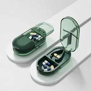 Mini Pill Cutter Organizer, Portable Medicine Box, Split Pills Tool, Home Use, Compact Design, Easy to Carry, Essential Pharmacy Aid