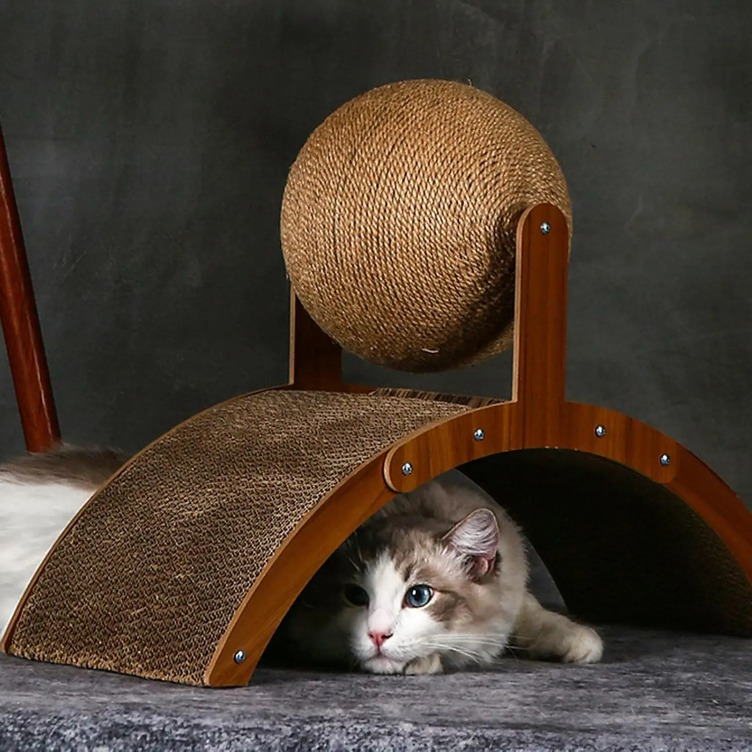 Cat Scratching Post Arch Vertical Large Cat Scratch Column, Natural Dried Bamboo Cat Scratcher Pad, Horizontal Cat Floor Scratching Mat Rug, Natural Sisal Scratcher