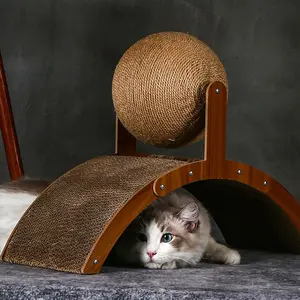 Cat Scratching Post Arch Vertical Large Cat Scratch Column, Natural Dried Bamboo Cat Scratcher Pad, Horizontal Cat Floor Scratching Mat Rug, Natural Sisal Scratcher