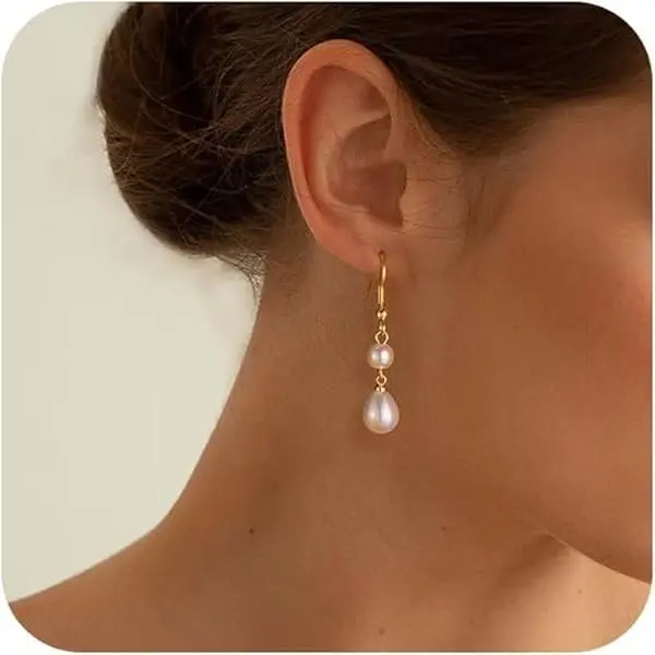 FREEKISS Earrings for Women Trendy: Flat Back Stud Earrings Freshwater Dangle Earrings Cute Bow Earrings Wedding Jewelry Birthday Gifts for Women Girls homeessentials