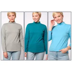Denim & Co. Essentials 3-Pack Perfect Jersey Long Slv Mock Neck Tops
