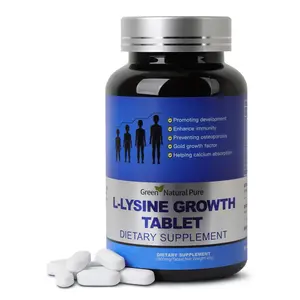 Green Natural Pure Lysine Growth Tablets - Dietary Supplement for Fitness and Health - Edible