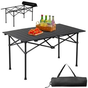 Beach Picnic Table, Lightweight Roll Up Low Camping Table, Portable Folding Table with Carrying Bag for Outdoor, BBQ, Sand, Picnic, Party