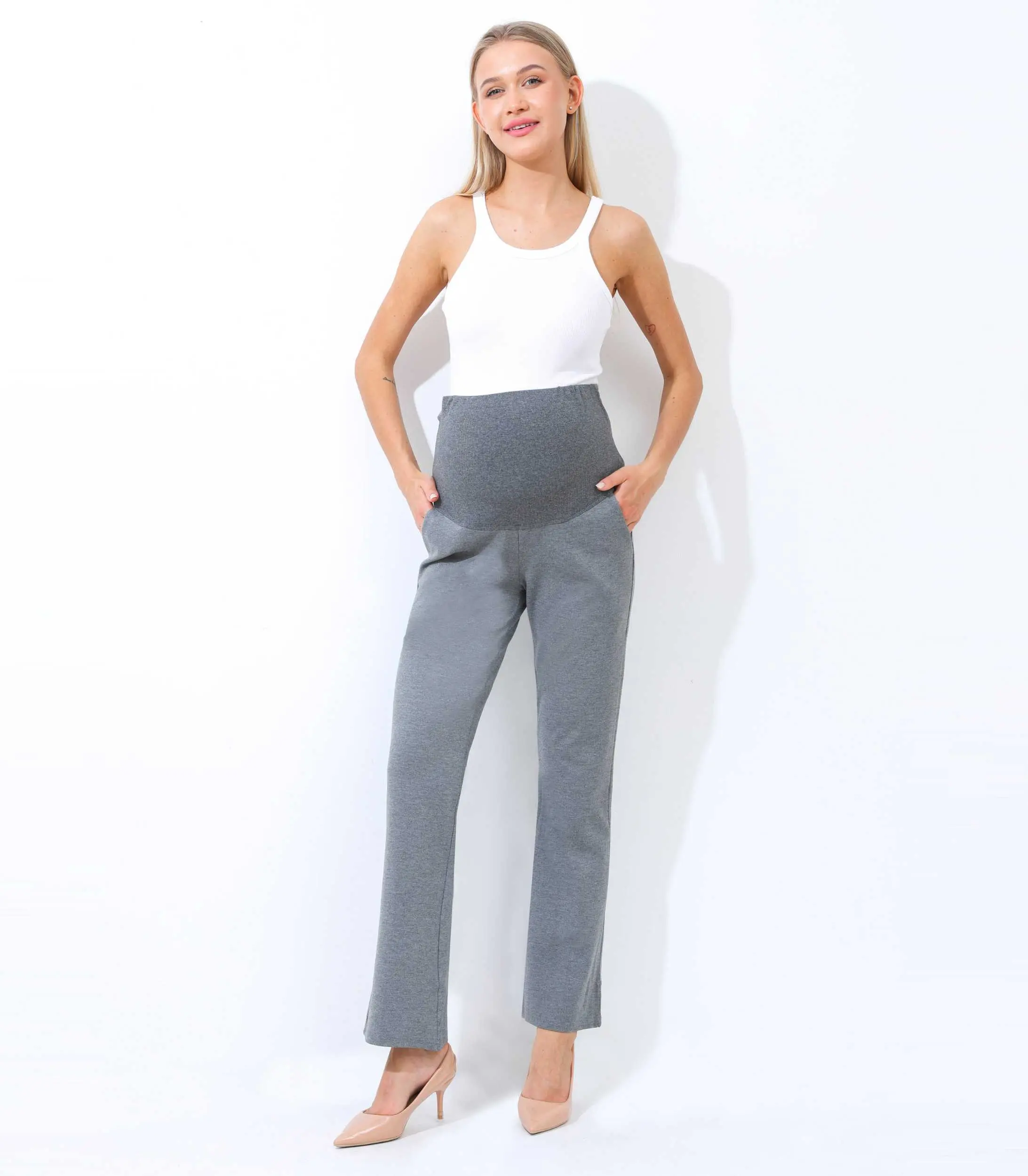 Alina Mae Maternity Trouser Pants for Work, Business, and Office - Stylish and Comfortable Fit for Pregnant Women