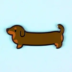 Weenie Dog Enamel Pin (Short Coat Bicolor Chocolate/Tan) - Dachshund Doxie Cute Dog Kawaii Brooch Pin