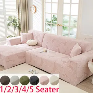 High-Value Leaf Pattern L-Shaped Sofa Cover, Stretchy Washable Pet-Friendly Sofa Protector, 1/2/3/4/5 Seater Combination