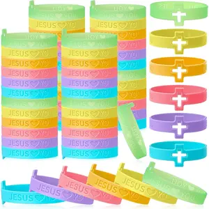 60 count  Love You Rubber  Bracelets, 6 Colors Rainbow  Wristbands, Christian Religious Party Favors VBS  for Trunk or   Sunday Church
