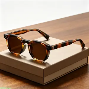 Men's Retro Square Sunglasses With Rivet Detail, Lightweight Multi-Color Acetate Shades, Perfect For Streetwear & Casual Daily Wear