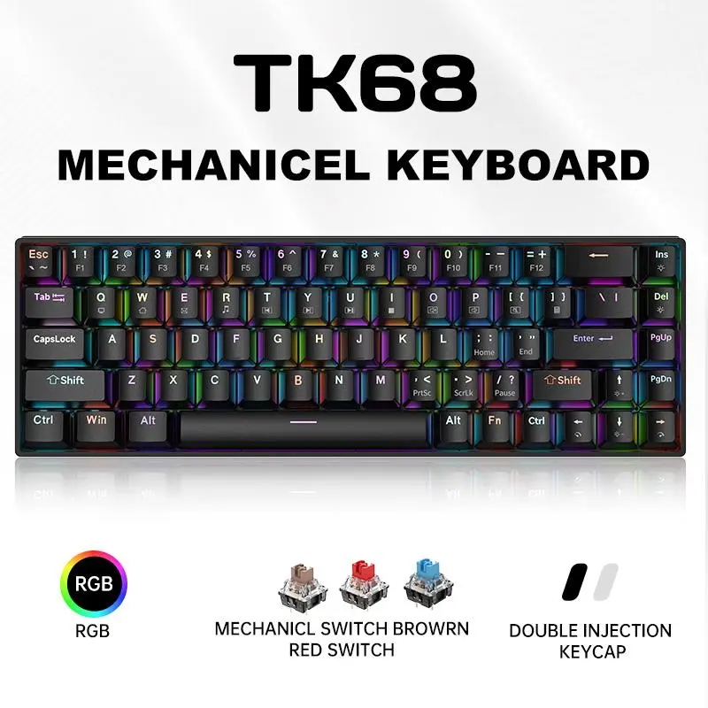 ZIFRIEND TK68 65% Mechanical Keyboard with RGB Lighting Hot