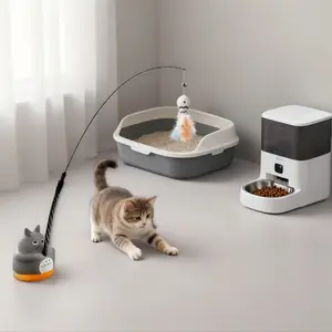 Rotating Cat Toy, Interactive Rod Toy, Interactive Kitten Wand, Indoor Outdoor Play, Hunting Fun, Cute Plush Tail, Perfect Gift for Cats
