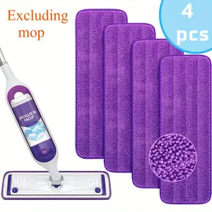 Set of 4 Reusable Mop Pads for Swiffer PowerMop Microfiber Pad Refills for Multi-Surface Floor Cleaning - Machine Washable Replacement Sweeping Cloths for 13 ''-15 '' Spray Mop, Excluding Mop