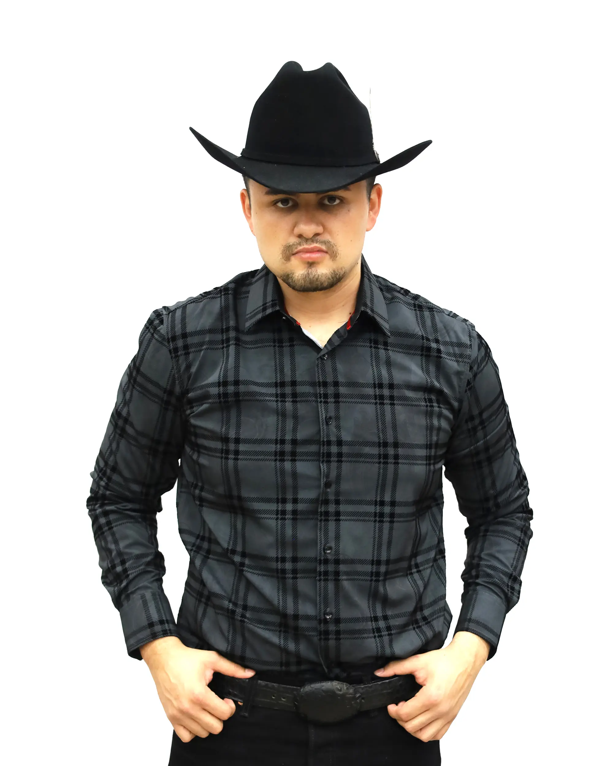 VS100-FPMSFL-D-87-14-DK.GREY- Men's Vaquero Signature Fashion Shirts Menswear