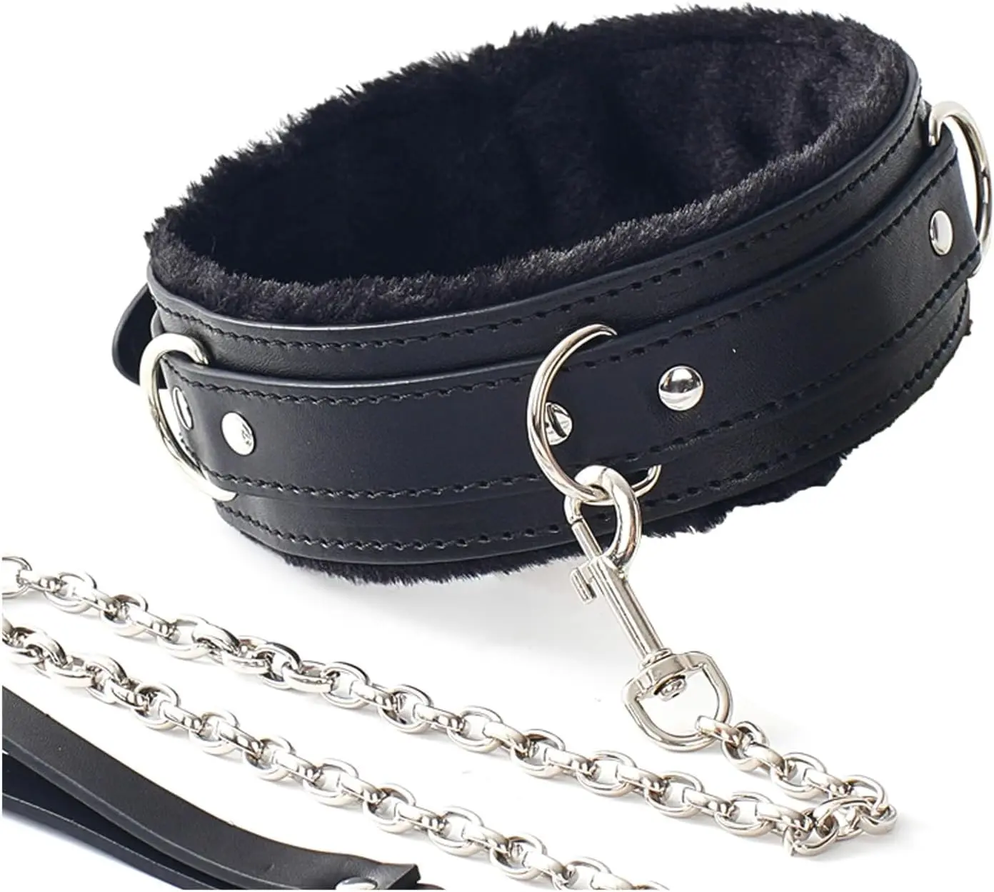 Leather Collar Choker Necklace for Women, Punk Gothic Handmade Choker Adjustable Furry Collar Jewelry Dresses