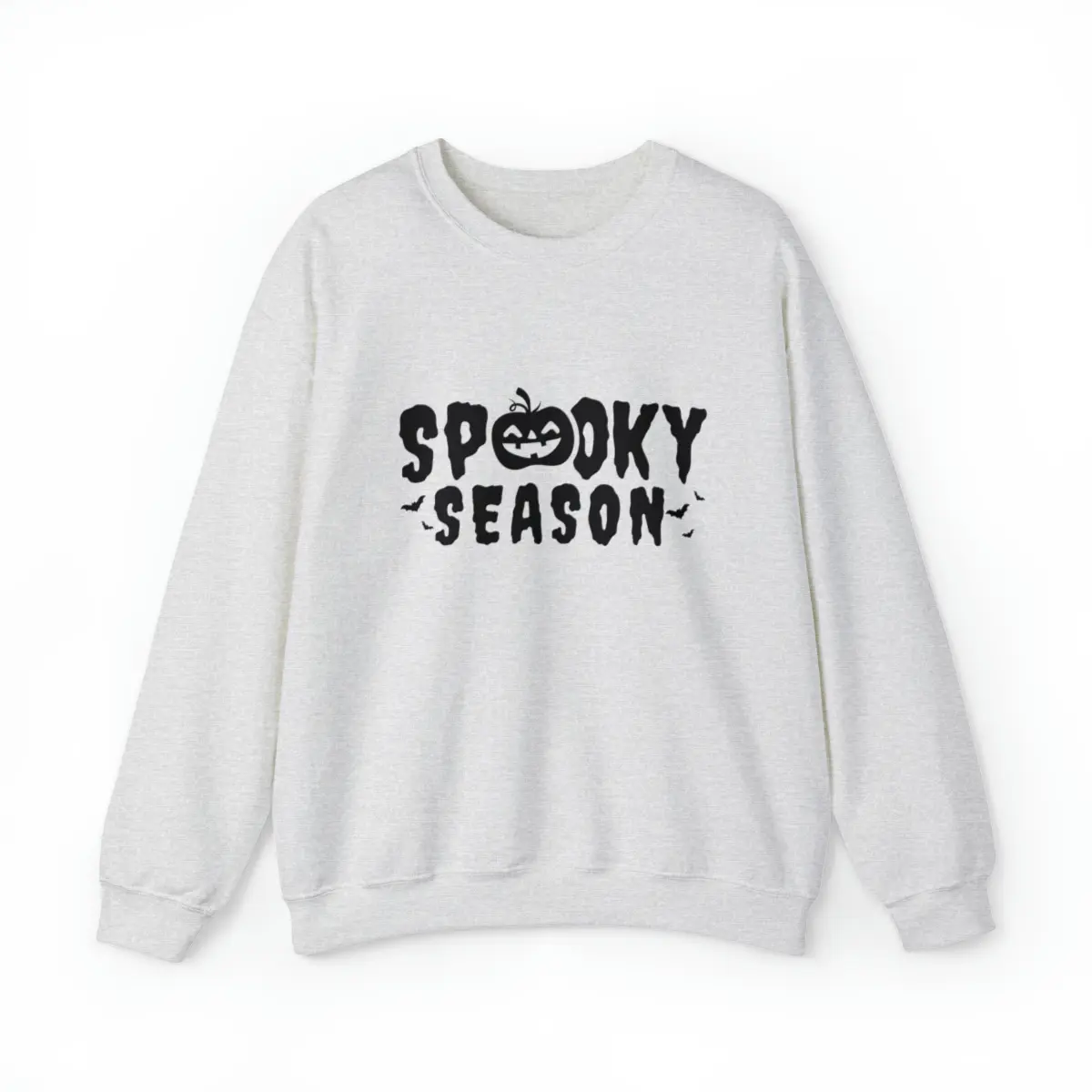 Printify Men's Spooky Season Text Print Sweatshirt - Unisex Long Sleeve Crewneck (Round Neck) Tops, Loose Fit Cotton Blend Clothes with Seamless Sides, Casual, 3XL Menswear, Unisex Wear