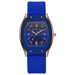V-089 Fashionable and trendy new business style small Chanel-inspired barrel-shaped square women's silicone , high aesthetic value women's , student female model, niche quartz wristwatch,  sports hot item Casual Waterproof Open Dial Watch ootd outdoorfun