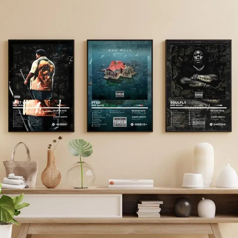 Rod Wave Album Cover Poster Bundle Set of 3, Rapper Posters HD Print Unframed, Hip Hop Poster, Album Cover Print Wall Art, Music Posters Wall Decor Trendy Gift.