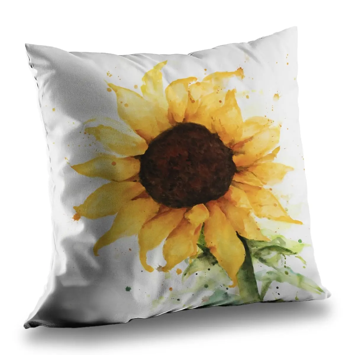 360 Stand Standard Size 14x14 in. Vibrant Sunflower Floral Print Rustic Yellow Poly Twill Throw Pillow, Farmhouse Vibe, Rustic Charm - Textiles & Soft Furnishings Home Decor, 14-Inch Standard Pillows, Bright-Colored Standard Pillows