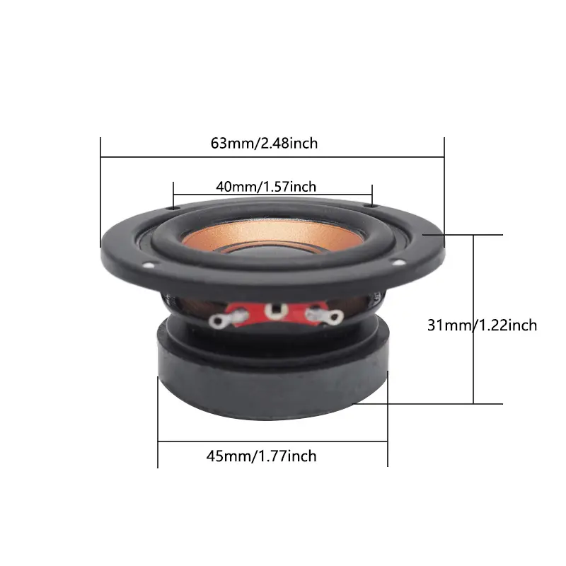 2-Piece Cordless Palm-Size Bass Bluetooth Subwoofer Speakers with Auxiliary Input - 63mm 4-Ohm 5W 45-Core Magnetic Round Audio Mini Loudspeakers for DIY Kits, Mobile Multi-Device Compatibility Builds, Auxillary Input