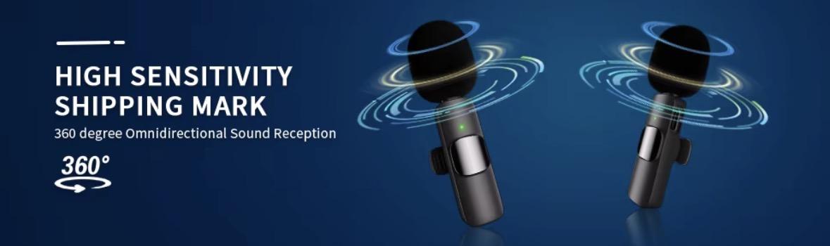 2 pos Wireless Lavalier Microphones for iPhone, Android, iPad - Mini Wireless Clip-on Microphones Crystal Clear Sound Quality for Recording, Live Streaming, Vlog