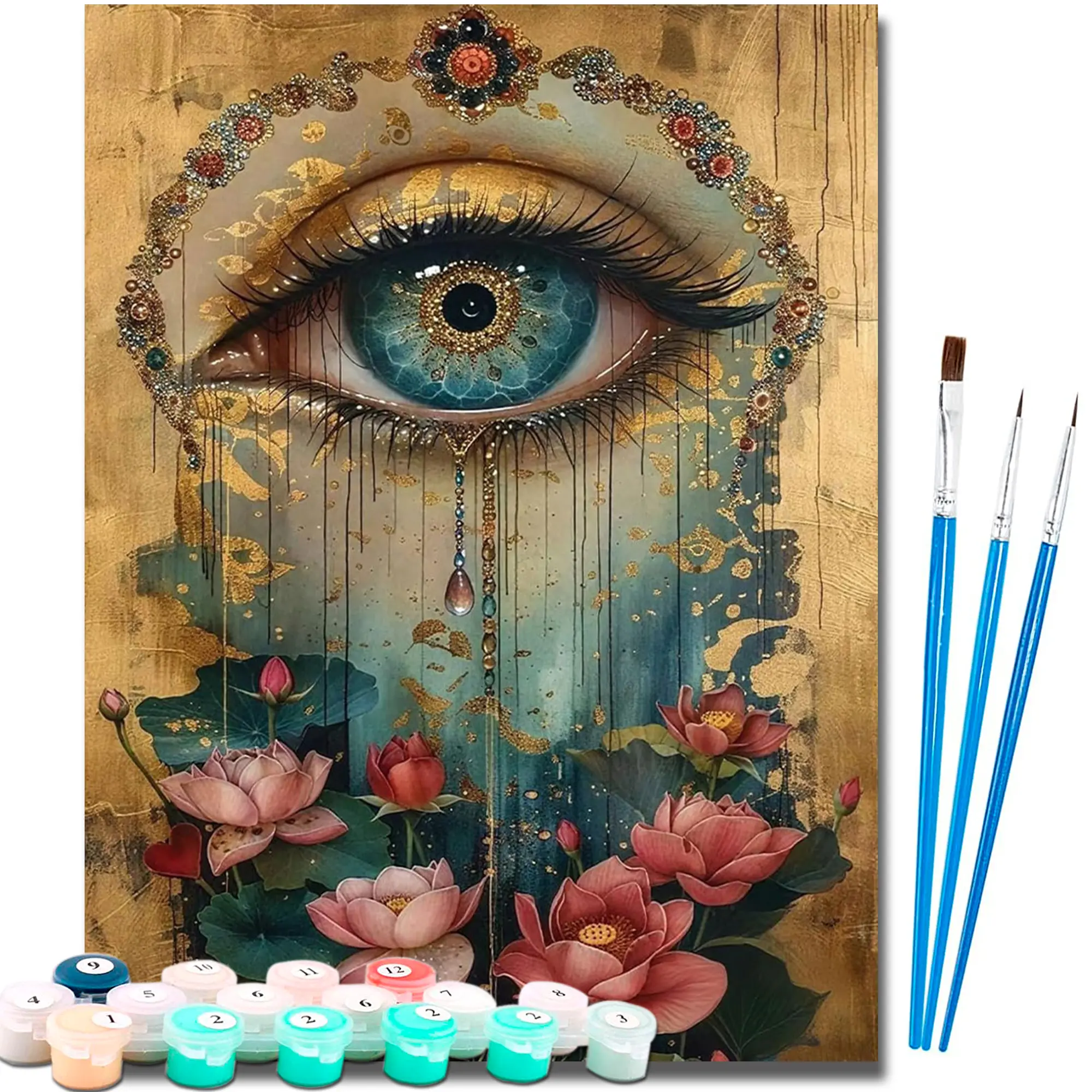 Paint by Number Kits for Adults Beginners, Easy Acrylic Simple Paint by Number Kits, DlY Watercolor Paint by Numbers Kits on Canvas Without Frame for Home Wall Decor Home Decoration 16x20inch