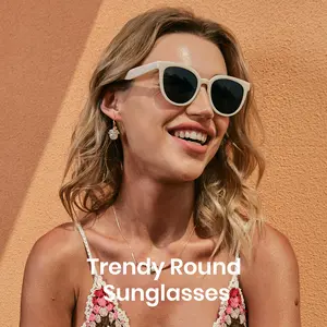 1080-Cyxus Korean Fashion Style Round Frame Versatile Classic PC Frame + Polarized Sunglasses Small Face Polarized Sunnies Fashion Accessories Unisex