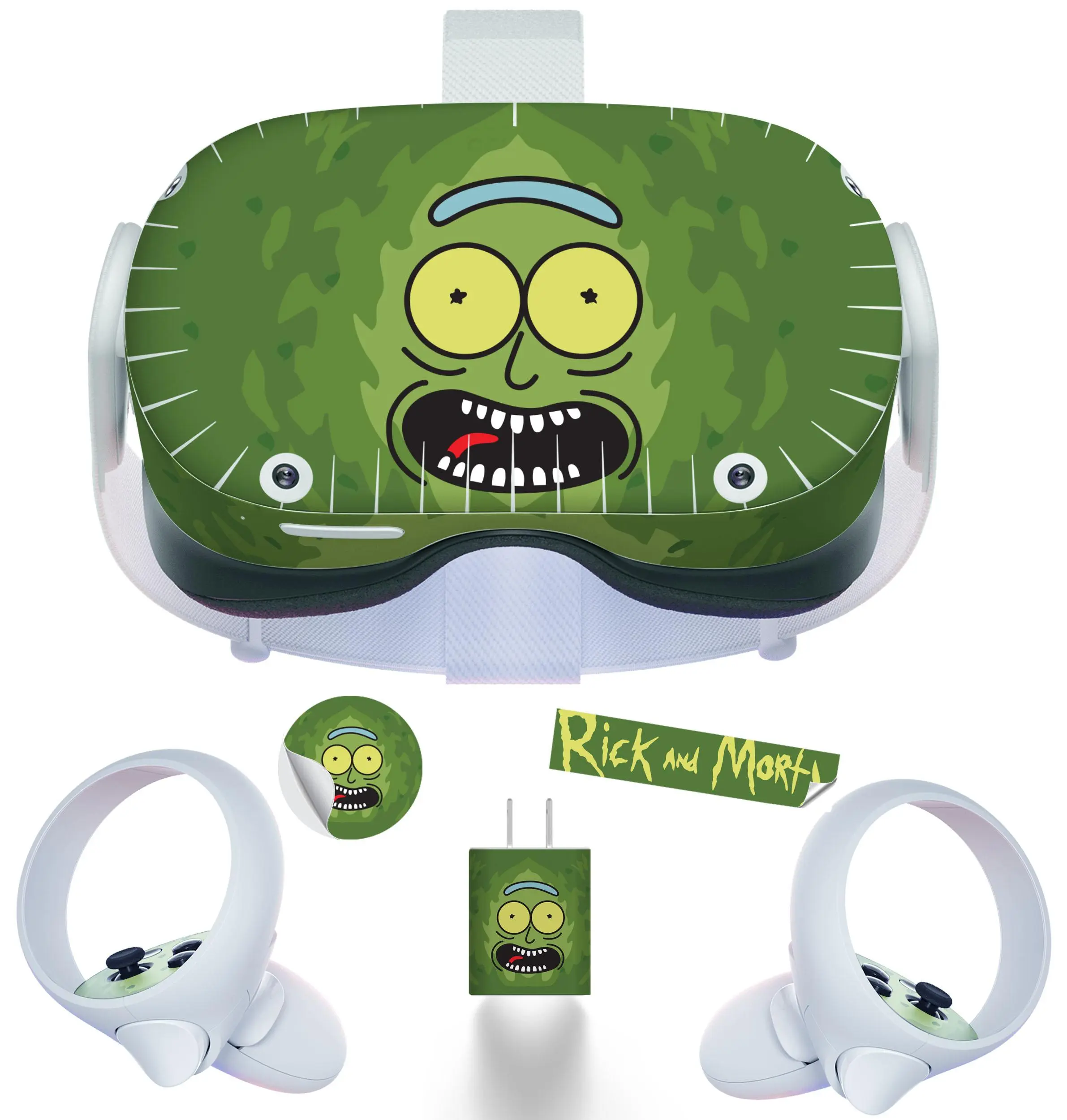 Easy-to-Apply Skin Sticker Kit compatible with Oculus Quest 2 VR headset - Pickle Prick virtual reality accessory - VR protector skin covers