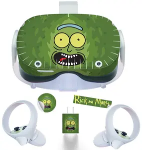 Easy-to-Apply Skin Sticker Kit compatible with Oculus Quest 2 VR headset - Pickle Prick virtual reality accessory - VR protector skin covers