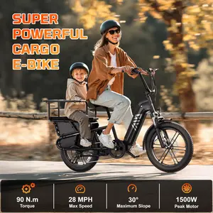 【TST Carrier EBike】  Electric Cargo Bike for Adults 1300W/90Nm Tuned Rear Hub Motor Speed 28 mph48V/15AH Battery, Max Travel 60-80 Miles, Equipped with 20 * 3" Fat Tyres, and 7-Speed Ebike Fathersdaygift Carrier Lightweight and safe