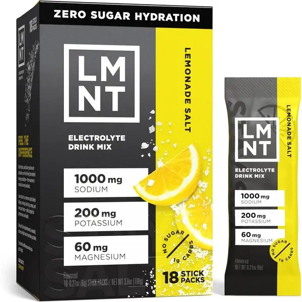 LMNT Zero Sugar Electrolytes - Lemonade | Drink Mix | 18-Count LMNT Zero Sugar Electrolytes - Lemonade | Drink Mix | 18-Count