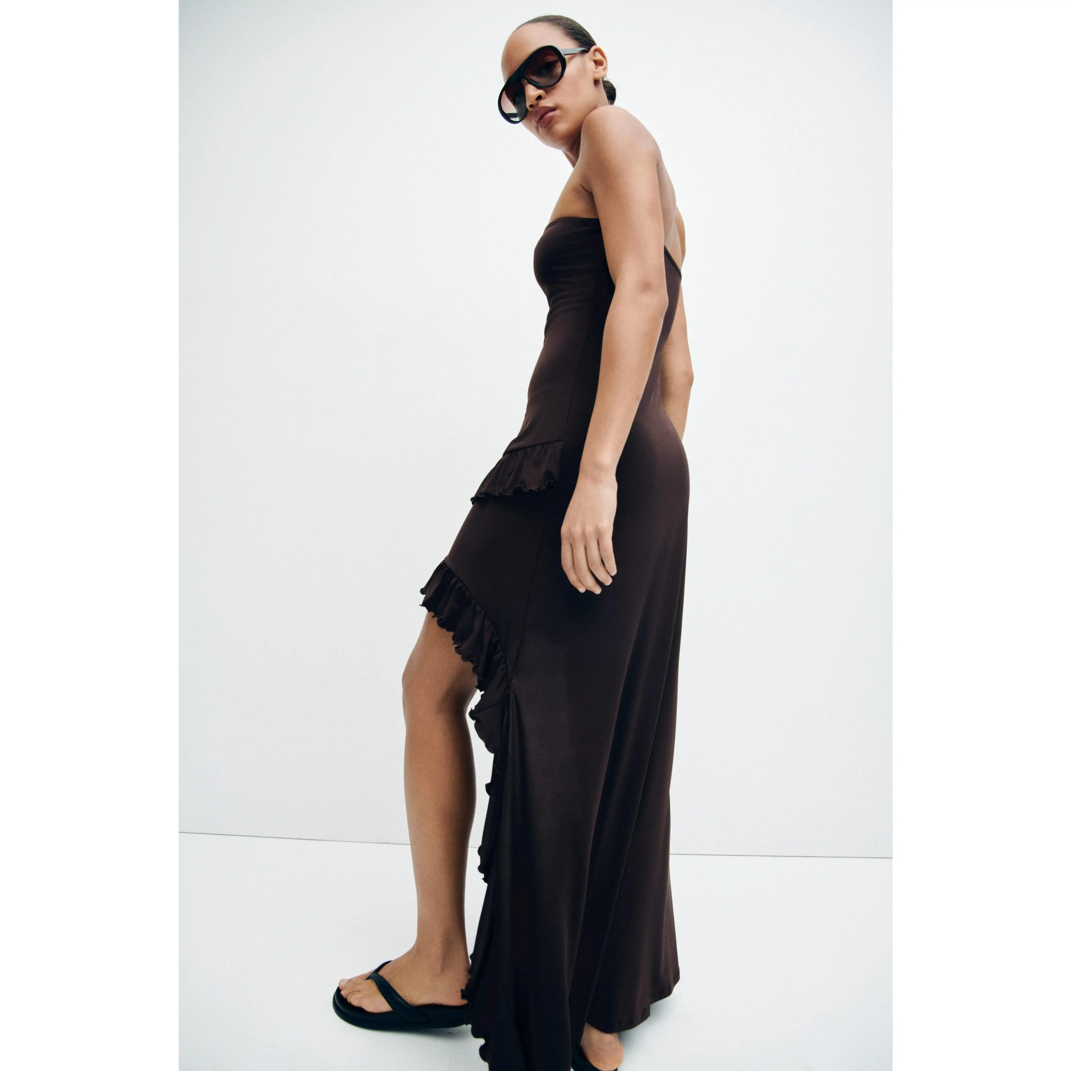 H&M Frill-trimmed high-low dress