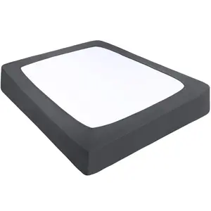 PiccoCasa Box Spring Cover Stretchy Fabric Wrap Around 4 Sides Bed Skirt Wrinkle Free for Home, Elastic Mattress Cover Fits Mattress Up to 14 Queen Slate Grey