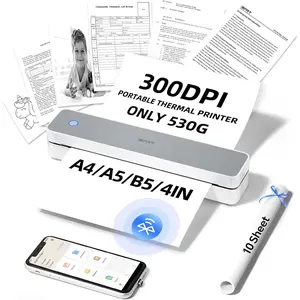 MT610Pro Portable Thermal Printer, 300DPI  Mobile-Travel-Printers, Inkless--Small-Printer for  Use, Office, ,  Printers Supports 8.5" x 11"  Letter&A4&A5, White