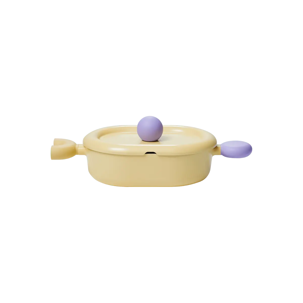 NEOFLAM Better Finger Macaron Oval Dutch Oven 24cm - Cast Aluminum Shallow Stock Pot for Stews, Soups - Creamy Yellow