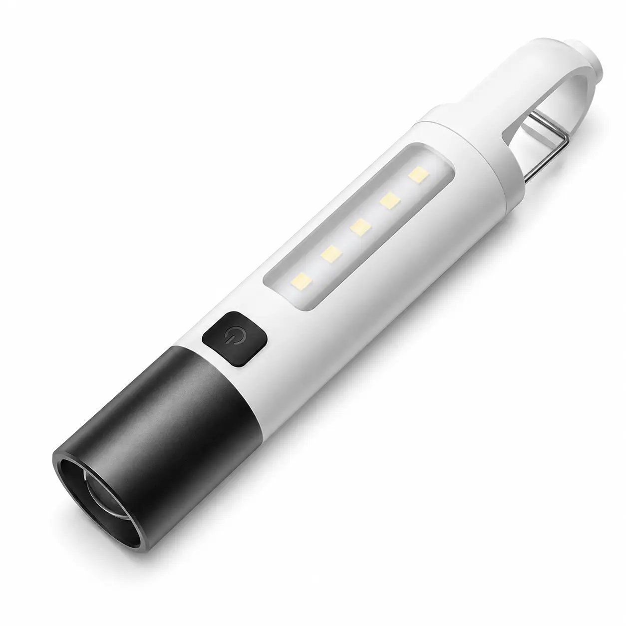 Mini USB Rechargeable LED Flashlight, Portable Dual-Light Pocket Torch with Side COB Light