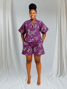 CRZ Ankara Multicolor Crop Top and Short Pant 2PC Set