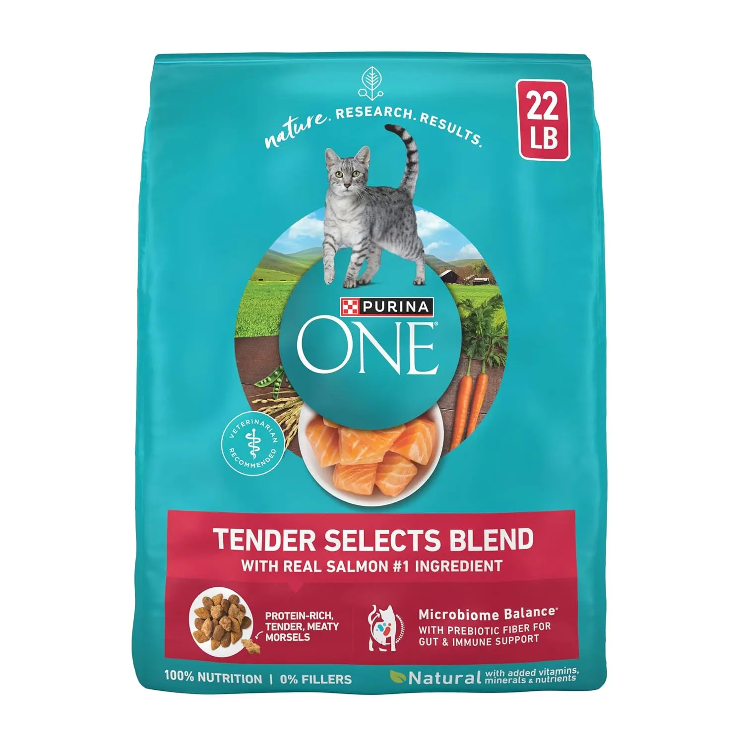 Purina ONE Natural Dry Cat Food, Tender Selects Blend With Real Salmon - 7 lb. Bag
