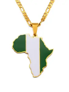 1pc 3.8CM Hip-hop Africa Map Stainless Steel Pendant Necklace Jewelry Ghana Nigeria Congo Sudan Somalia Uganda Zimbabwe Zambia Liberia