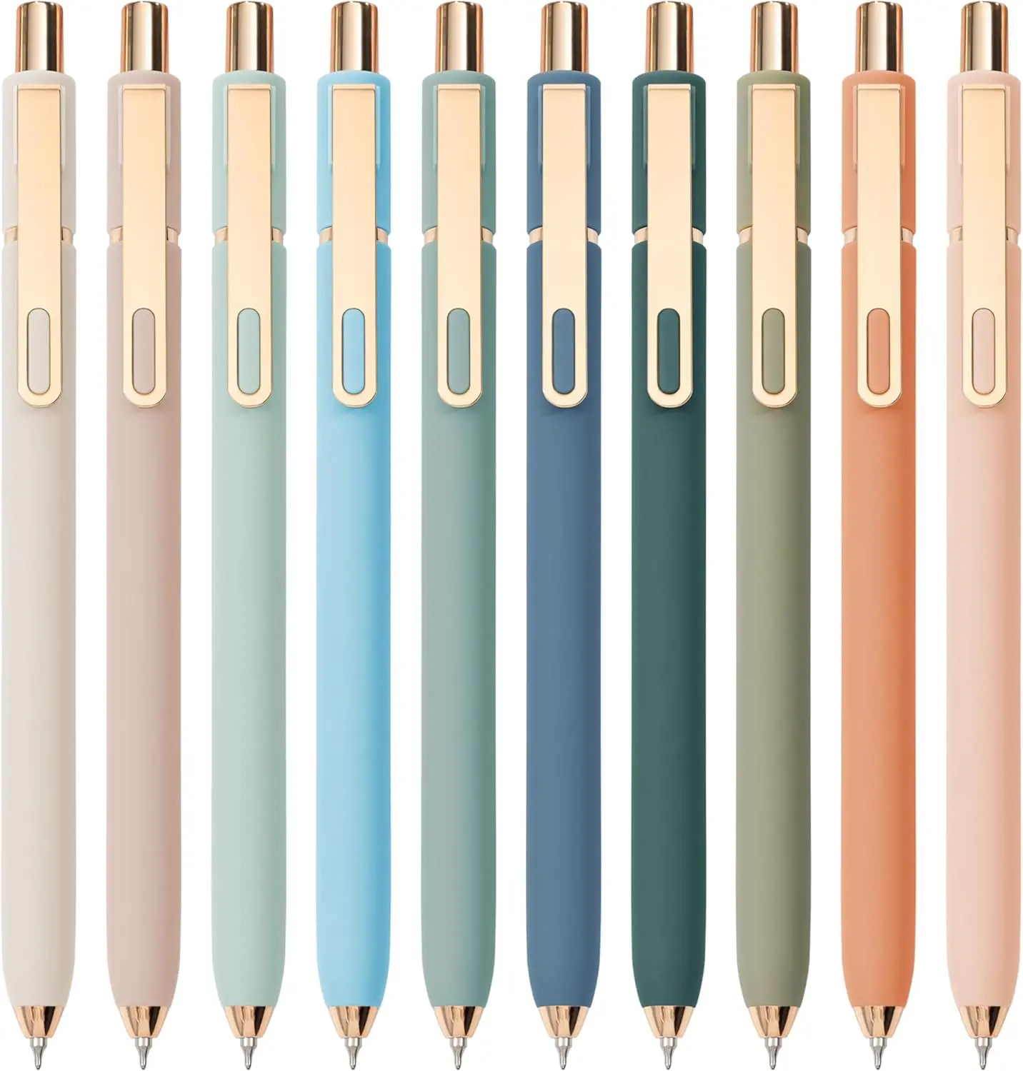 Linbsunne 10 Pack Retractable Black Gel Pens – 0.5mm Fine Point Smooth Writing Pens with Metal Gold Clip, Quick-Drying Ink for Office, School, Journaling, Planner, Business & Home Supplies