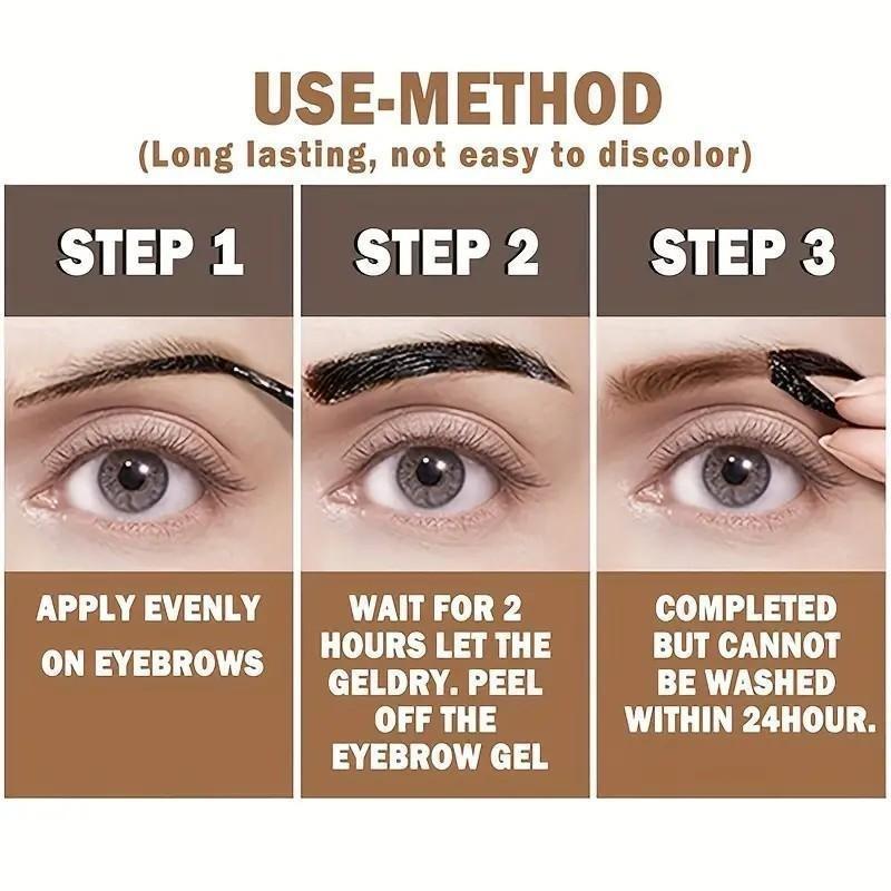 Peel Off Tattoo Brow Tint Gel,Waterproof & Sweatproof Tattoo Effect,All Skin Types,Longlasting Peel-Off Eye Brow Tint