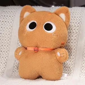Cartoon Cute Cat Plush Doll with Bell-Wearing Kitten Soft Cat Pillow for Girls' Living Room & Bedroom Holiday Gift Adorable Design