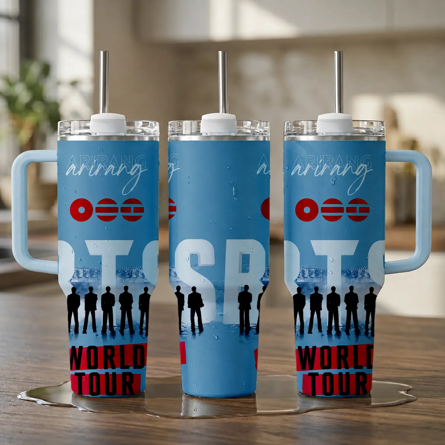 Arirang World Tour ,40oz 20oz Kpop Inspired Tumbler Cup – Boy Band Fan Gift, Insulated Travel Mug with Straw Lid, Aesthetic Idol Design
