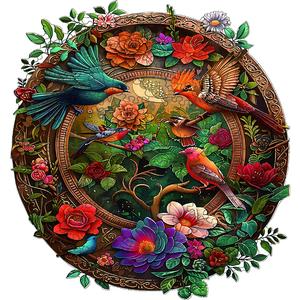 Birds Wooden Puzzle for Jigsaw lover, Uniquely Irregular Animal Shape Puzzle Wooden Toys, Christmas Birthday Gift with Beautiful Package Home Decor Family Game