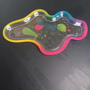 Glow in the Dark Epoxy Resin Tray - Colorful wavy Design with Sparkling Glitter Inside