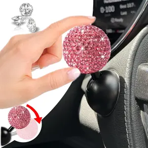Bling Diamond Car Push Start Button Cover - Cute Accessories for Women Interior, Engine Starter Joystick Decor for Girls, Pink