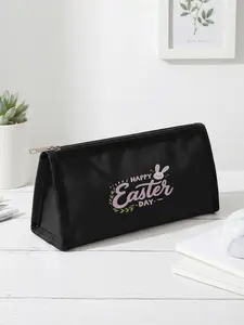 1 rabbit element 'HappyEaster' 2D print Easter limited edition pencil case, ergonomic triangular capacity portable size|Students in class/office storage/daily commuting versatile|Combining festive atmosphere and practicality