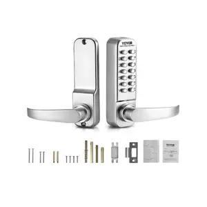 VEVOR Mechanical Keyless Entry Door Lock, 14 Key Mechanical Door Lock, Mechanical Keypad Door Lock with Handle, Stainless Steel Waterproof Keyless Gate Lock, for Home Office Outdoor Fence Garage Yard
